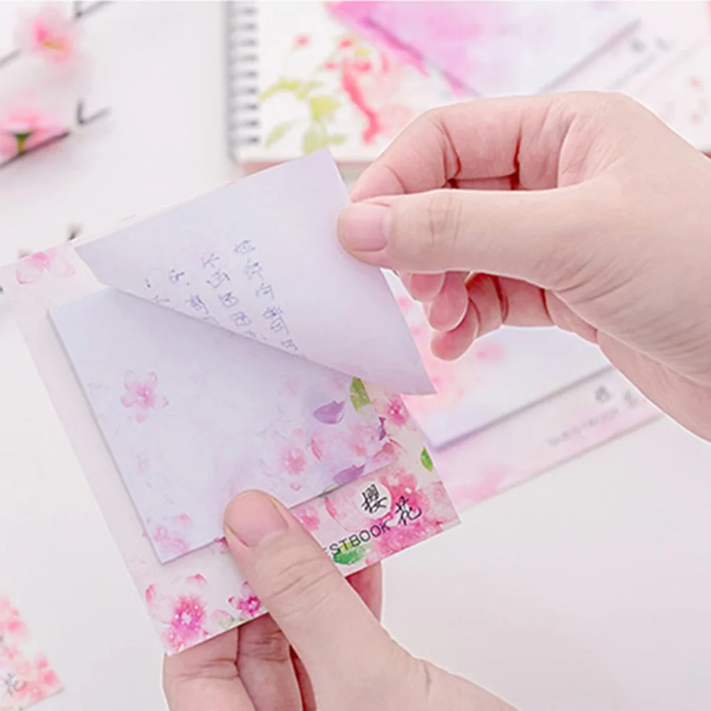 Umitive 1pcs 30 Sheets/pad Japanese Cherry Blossoms Self-Adhesive Sticky Note Notepads Posted Writing Memo Pads Random Color