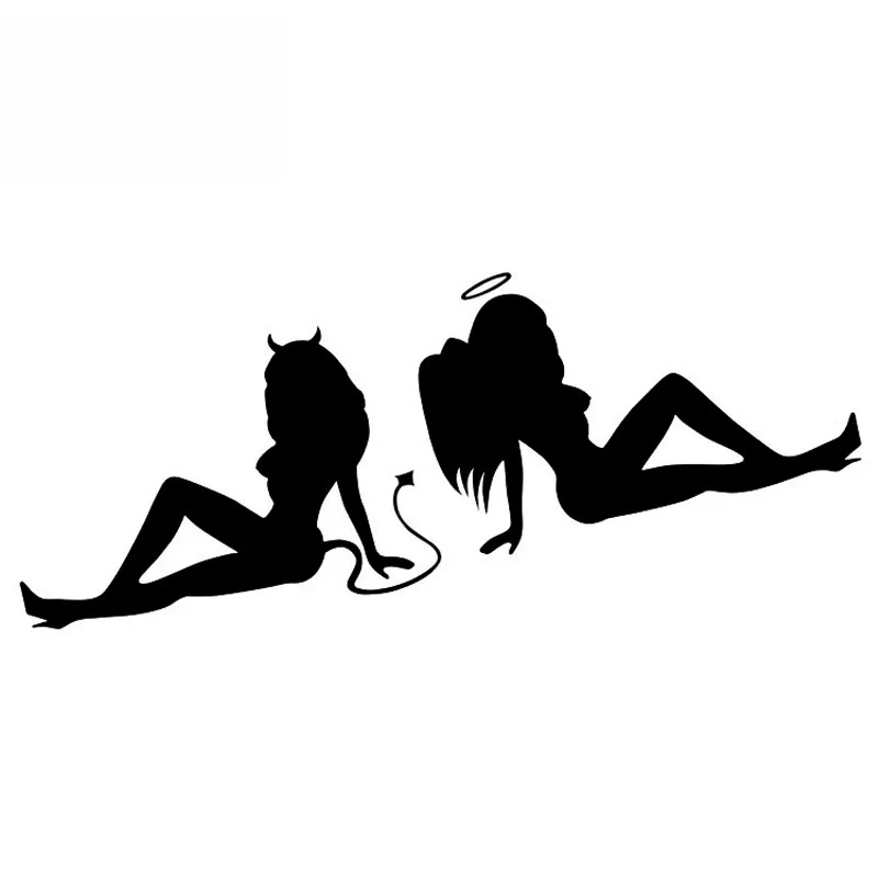 SZWL Personalized Car Stickers Beauty Temptation Angels and Demons Decal Bumper Sticker Cover Scratches Car Styling PVC,20cm*7cm