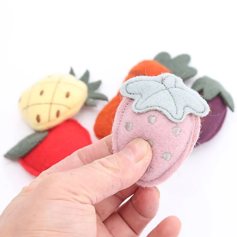 1Pcs Cute Pet Cat Mint Toy Interactive Toy Kitten Playing Scratch Bite Resistance Interactive Felt Fruit Shape Pet Products