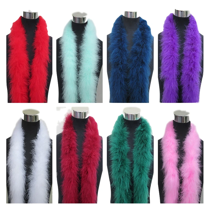 2 Meters Fashion 50 Gram Soft Fluffy Dyed boa feathers Real Natural Turkey Marabou Feather Boa Garment Stage Party Decoration