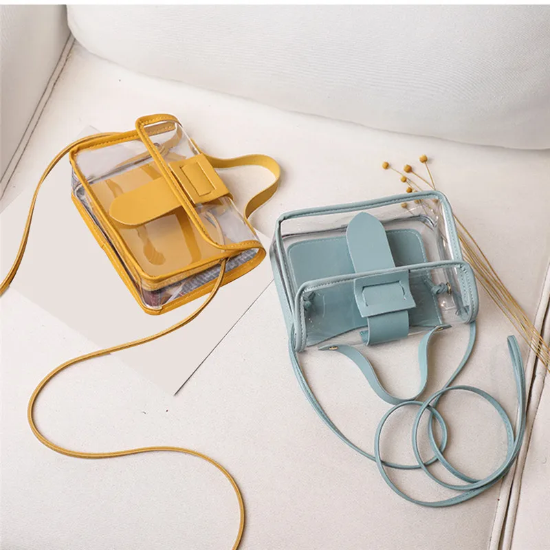 2023 Design Luxury Handbag Women Transparent Bucket Bag Clear PVC Jelly Small Shoulder Bag Female Crossbody Messenger Bags