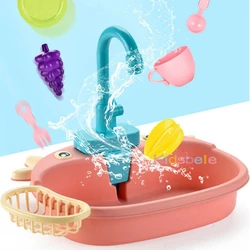 Kids Kitchen Toys Simulation Electric Dishwasher Pretend Play Mini Kitchen Food Educational Role Playing Girls Toys Summer Toys