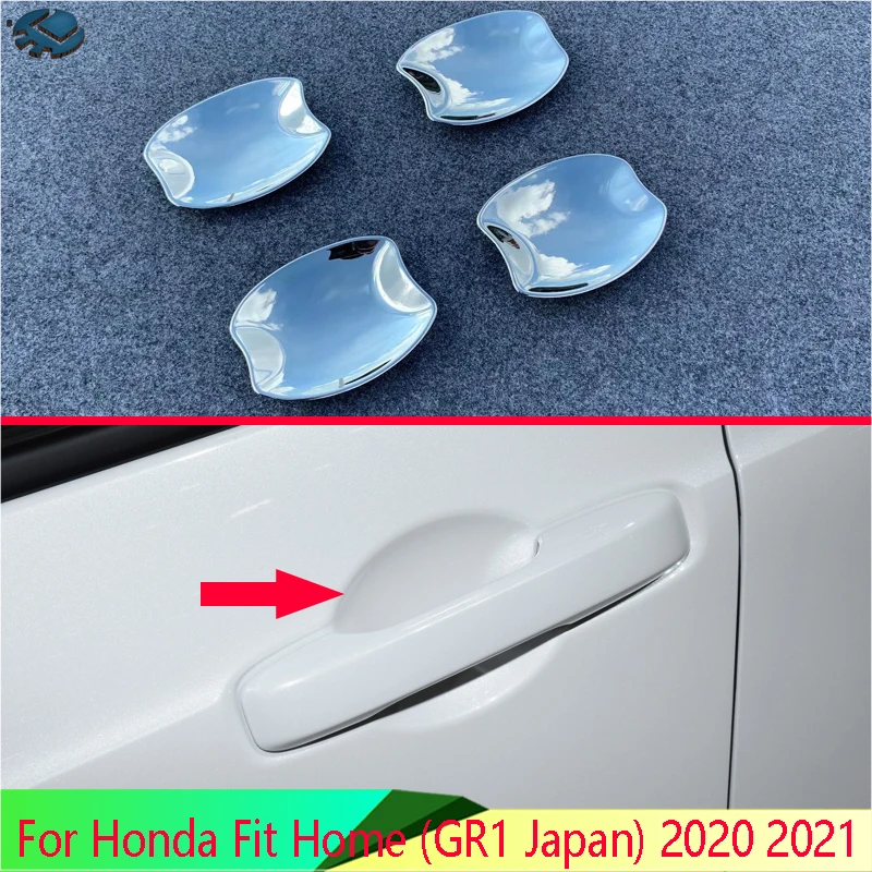 For Honda Fit Home (GR1 Japan) 2020 2021 ABS Chrome Door Handle Bowl Cover Cup Cavity Trim Insert Catch Molding Garnish