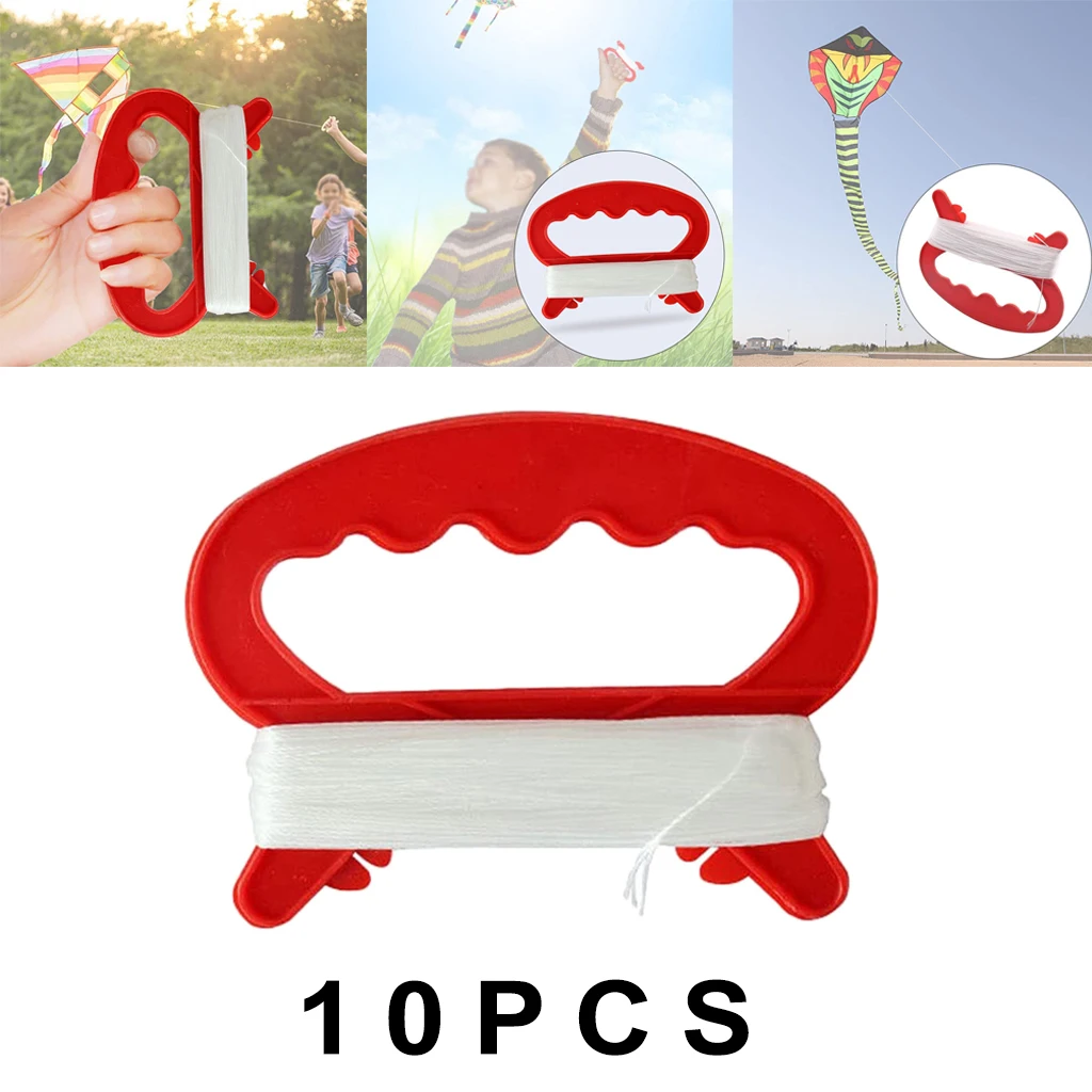 10Pieces Flying Kite Spool Handle with Line Kite String Outdoor Sports Tool