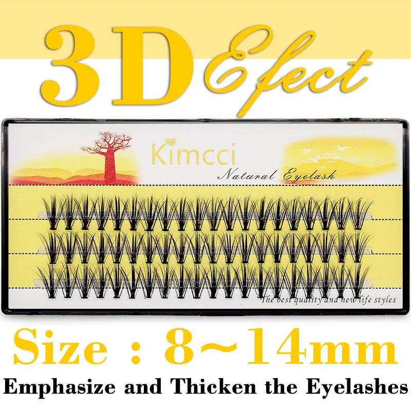 Kimcci Mink Eyelash Extension 60 Bundles Natural 3D Russian Volume Faux Eyelashes Individual 20D Cluster Lashes Makeup Cilia