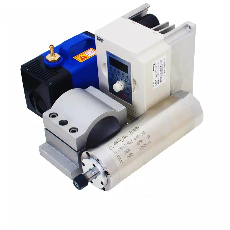 Spindle kit Water Cooled Spindle Motor 800W AC220V D65mm fixture 1.5kw inverter 80w water pump