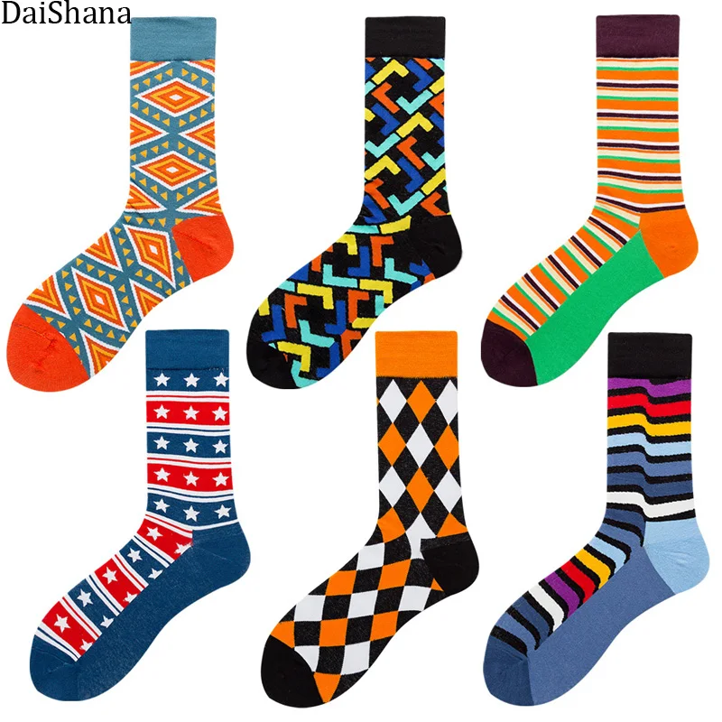 1Pair Warm Unisex Funny Socks Harajuku Classic Stripe Wave Shape Irregularity pattern Socks Street Skateboard Socks Skarpetki