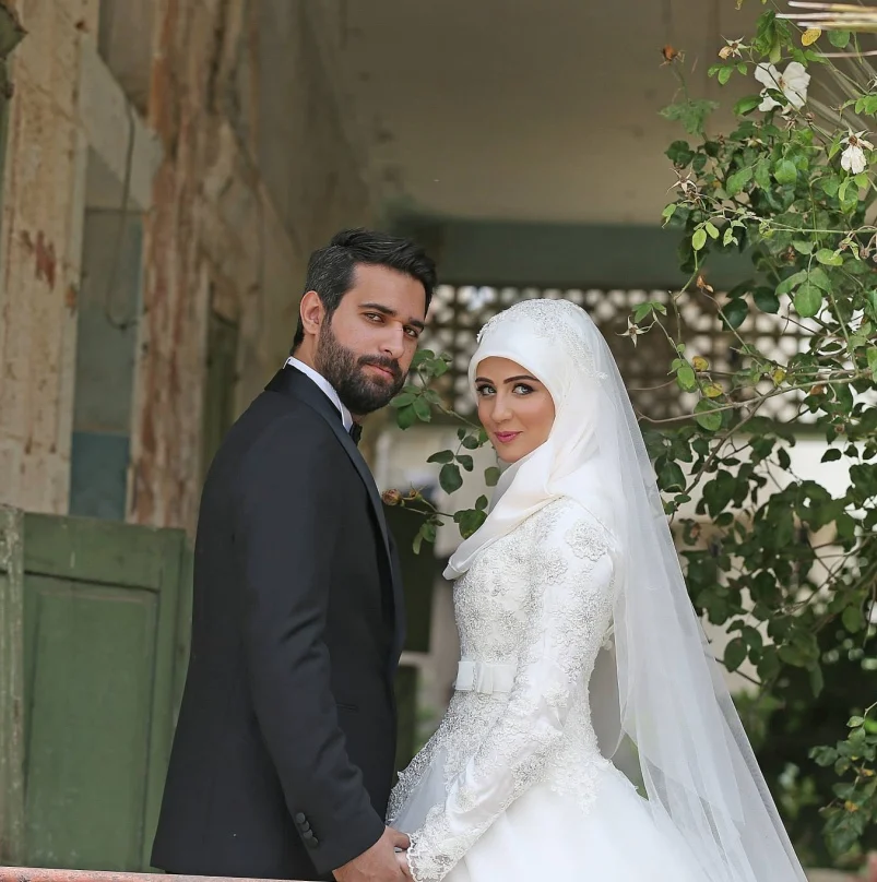 Vestido de novia musulmán de manga larga de encaje, caftán blanco Vintage de Dubái, a medida