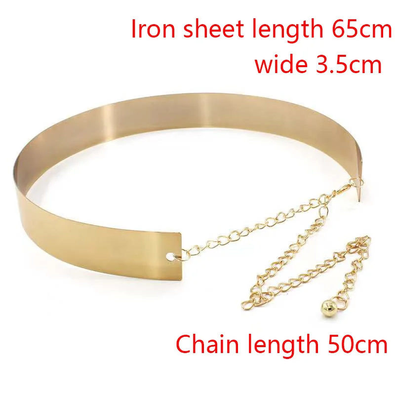 Fashion Womens Gold Silver Metal Sheet Chain Pendant Wide Girdle  Elastic Female Gift Accessories Wedding Jewelry Waistband