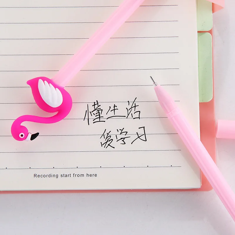 1pc Wholesale Creative Cartoon Flamingo Pen Black Student Stationery Pen Wholesale