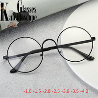 0-1.0-1.5-2.0-2.5-3.0-3.5-4.0 Finished Myopia Glasses Men Anti-blue light Round Short-sighted Eyeglasses Women Vintage Eyewear