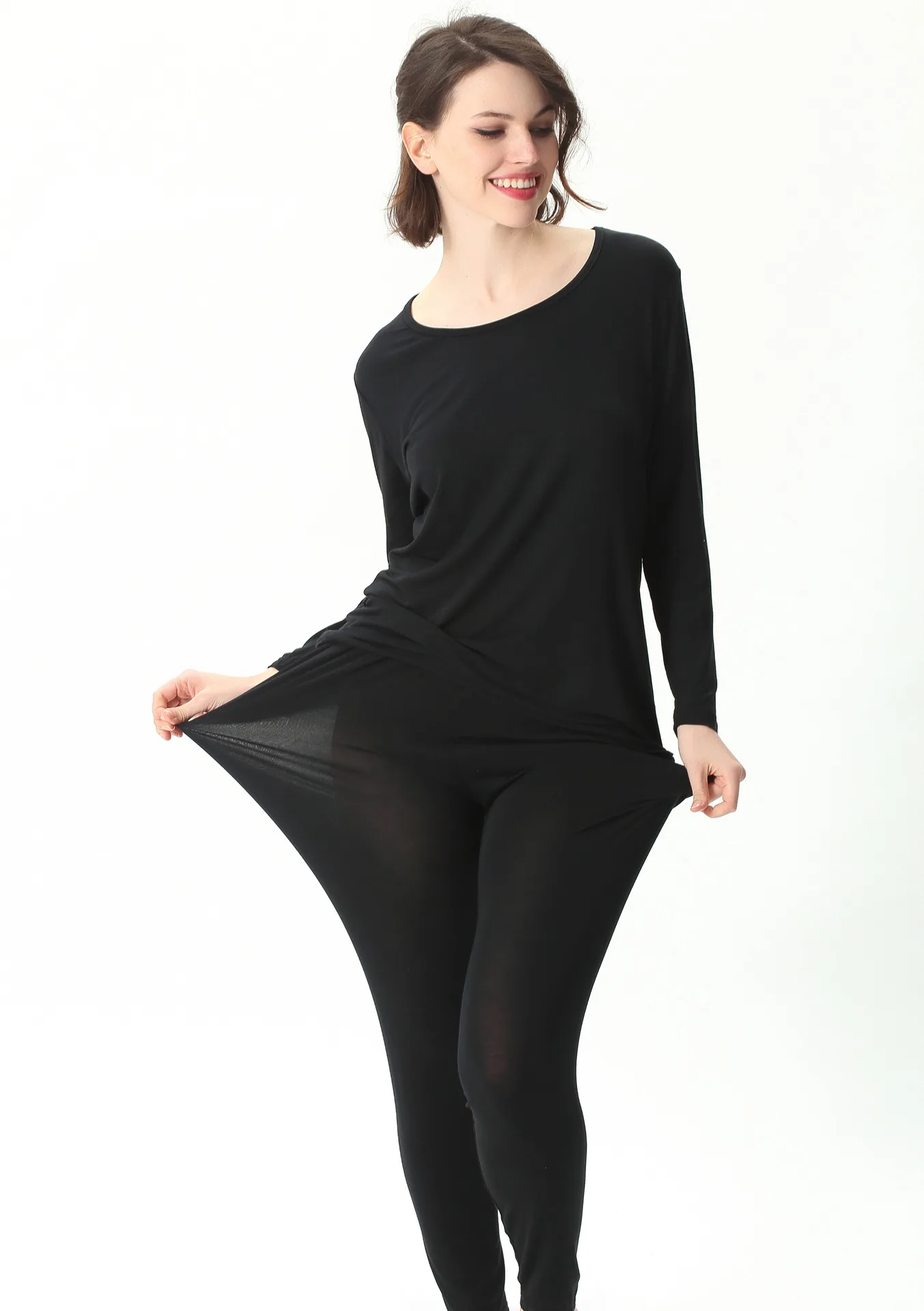 Fdfklak 2023 Autumn Winter Women Pajamas Set Plus Fat Oversized High Stretch Modal Home Clothes Sleepwear Underwear Suit XL-7XL