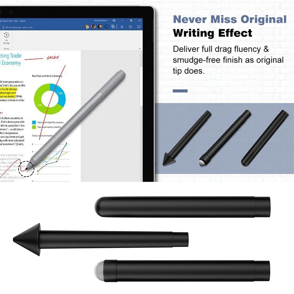 Dicas de substituição da caneta para microsoft surface pro 7, 6, 5, 4, livro, estúdio, ir, hb 2h h, 3pcs