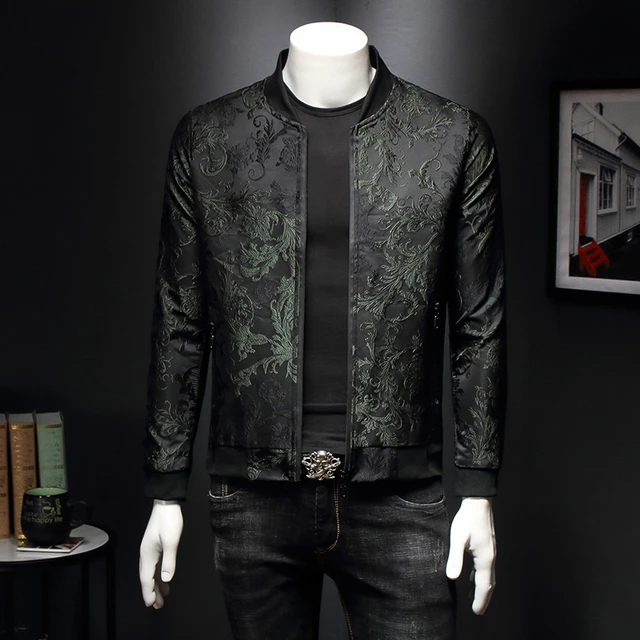 Mens black floral jacket best sale