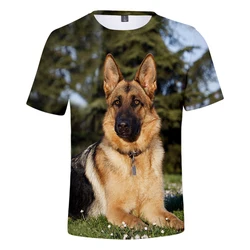 Personality t shirt 3D Print German Shepherd T-shirt Men/Women Cute Dog Clothes Young Summer Fashion German Shepherd Crewneck ja