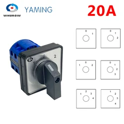 LW28-20-Interruptor de cambio de leva rotativa con tornillos, herramienta útil, serie YMW26, 2/3/4 posiciones, 8 terminales, 660V, 20A, LW26-20