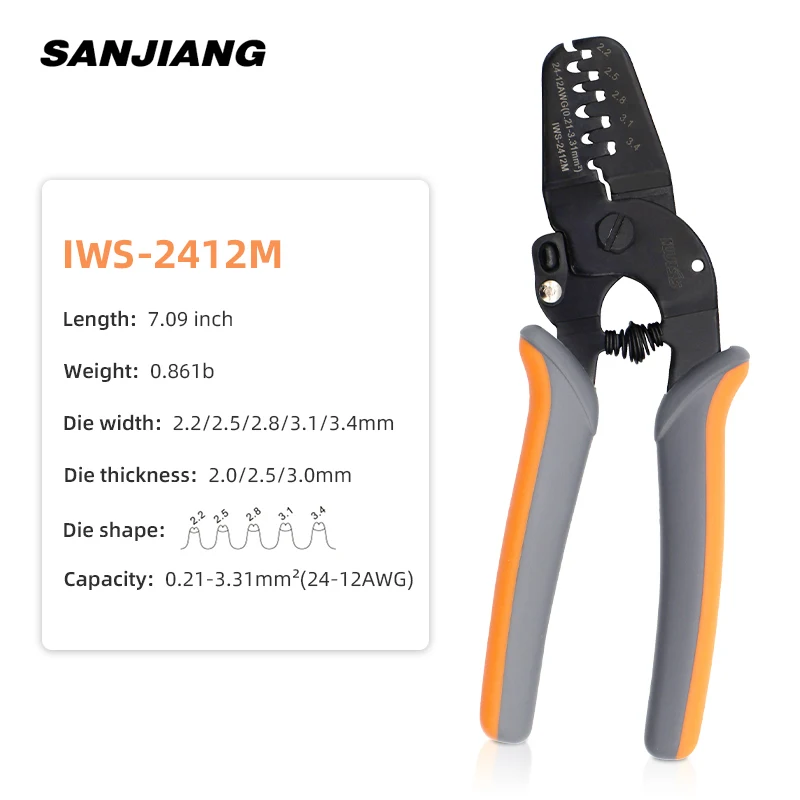 IWS-2412M 0.21-3.31mm² Miniature Open Barrel Wire Crimping Tool Kit 300pcs Male And Female Wiring Connectors Terminal Crimp Set