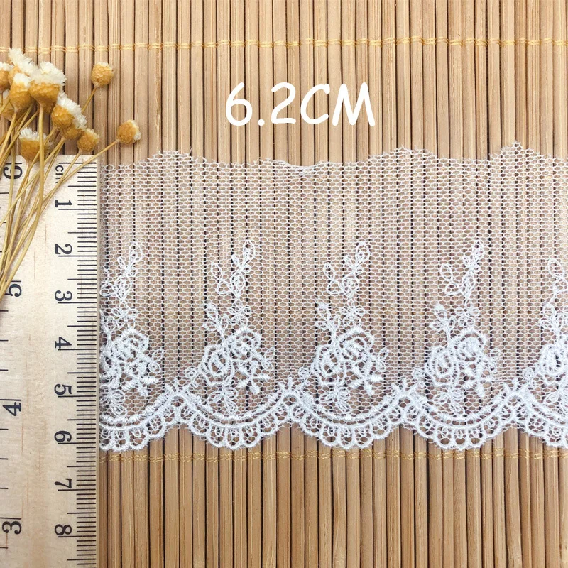 28yards Vintage Embroidered mesh net  Lace Edge Trim Ribbon Sewing Craft DIY Dress Doll Flower