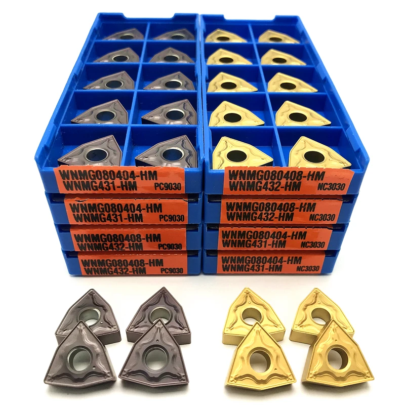 Imagem -02 - Original 10 Peças Wnmg080404 Wnmg080408 hm Pc9030 Torno Carboneto Inserir Wnmg 080404 080408 nc Ferramenta de Torneamento para Aço Inoxidável 100