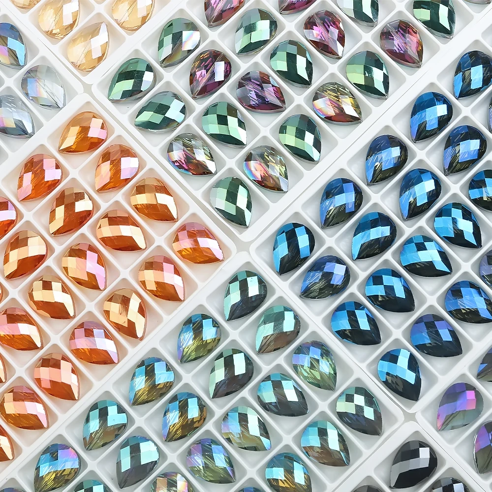 10 قطعة كريستال قطرة قلادة مجوهرات 13X18mm Lampwork الزجاج الدمعة الطبيعية سون الخرز ل ديي صنع الاكسسوارات الإبرة