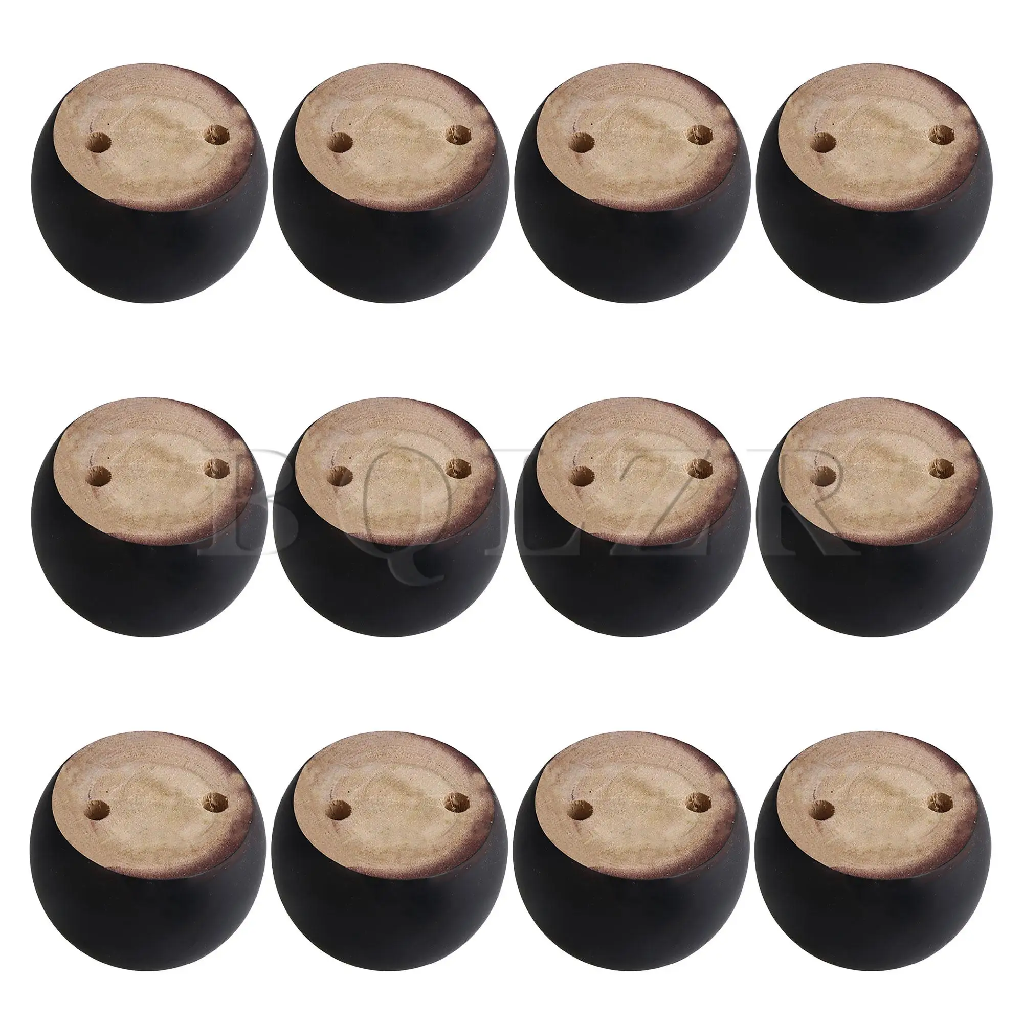 

BQLZR 12PCS 8x5cm Black Wooden Round Furniture Legs Feet Furniture Accessories