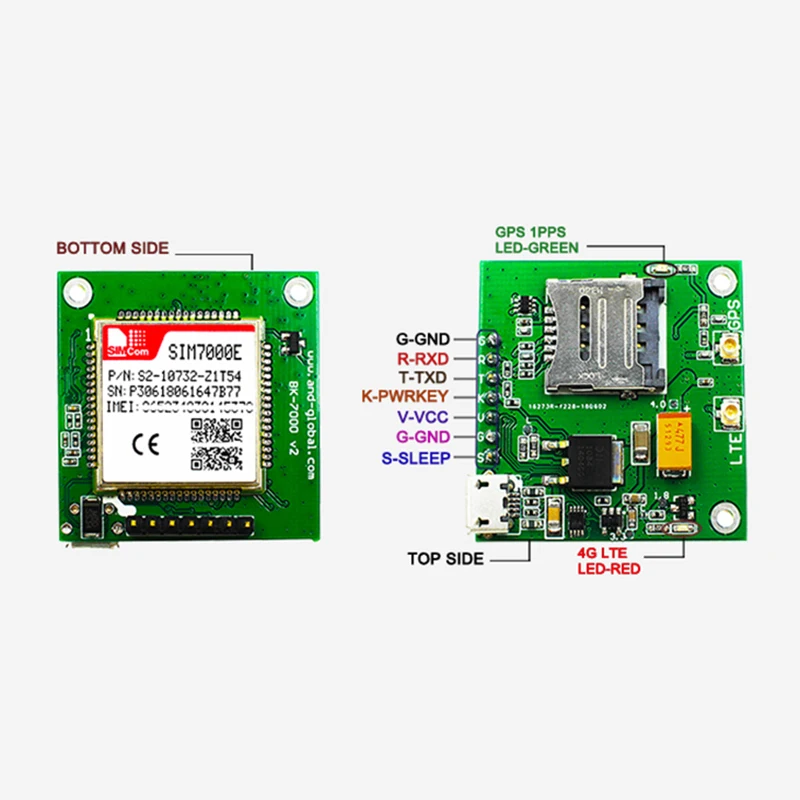 

SIMCOM SIM7000E Breakout Board LTE CAT-M1(eMTC) NB-IoT Module Quad-Band LTE-FDD B3/B8/B20/B28 GPRS/EDGE 900/1800Mhz