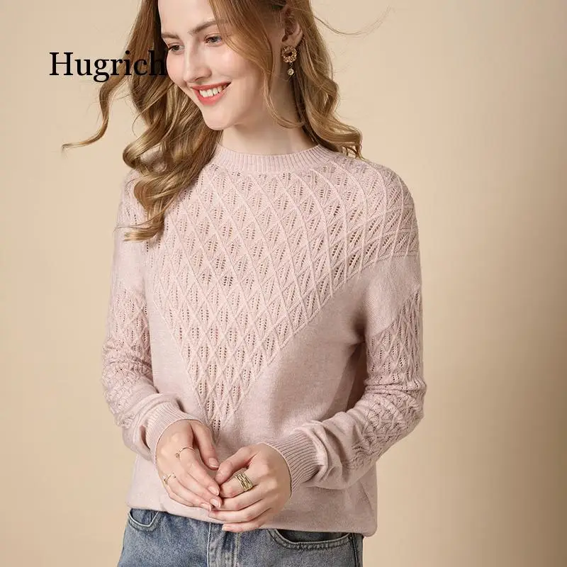 Pullover Women 2021  Solid Color Wool Round Neck Sweater Ladies Clothes Casual Knit Top Hot Sale