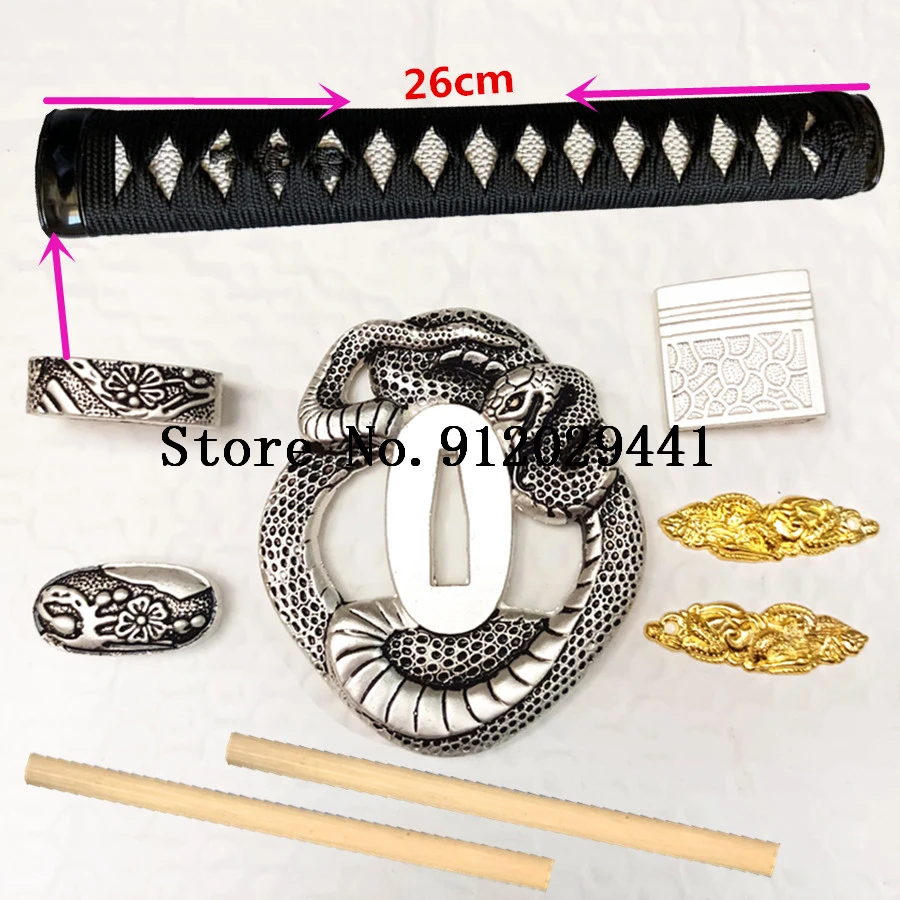 A Set Alloy Snake Tsuba Accessory Fitting For Japanese Sword Samurai Katana