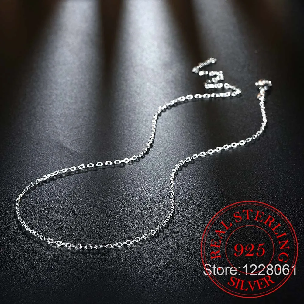 Woman\'s Fine Jewelry 925 Sterling Silver Flat ROLO Chain Necklace Charm 2MM Wide Silver Necklace 16\