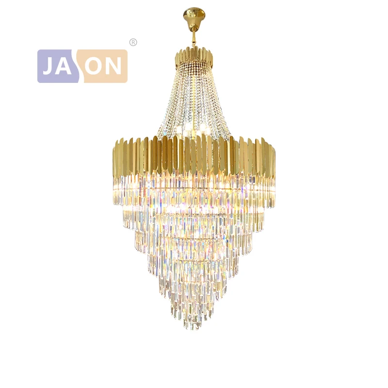 Art Deco Dimmable LED Gold Silver Chandelier Lighting Hanging Lamps Lustre Suspension Luminaire Lampen For Stair case Foyer