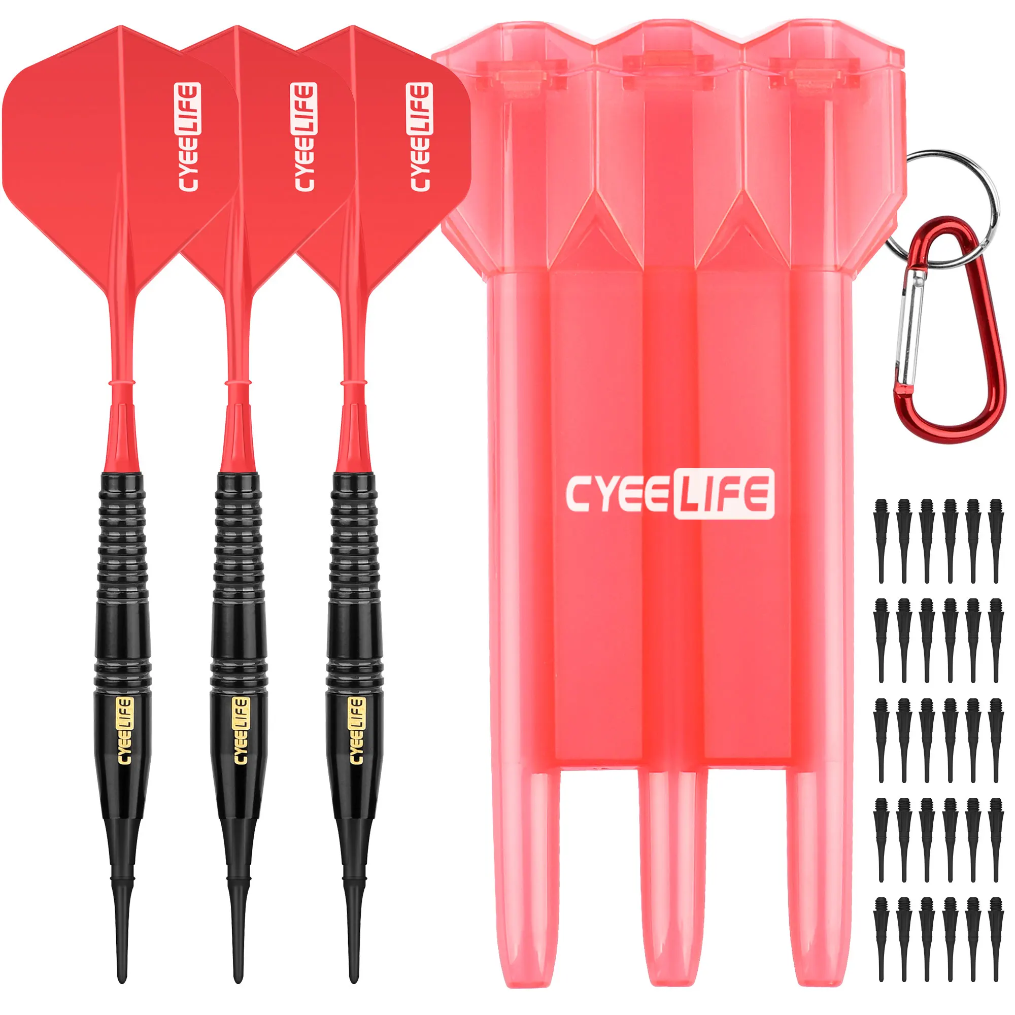 CyeeLife Soft Darts 18g + Carry Case + Extra Points + Flights,Professional Electronic Plastic Tip Dart Set