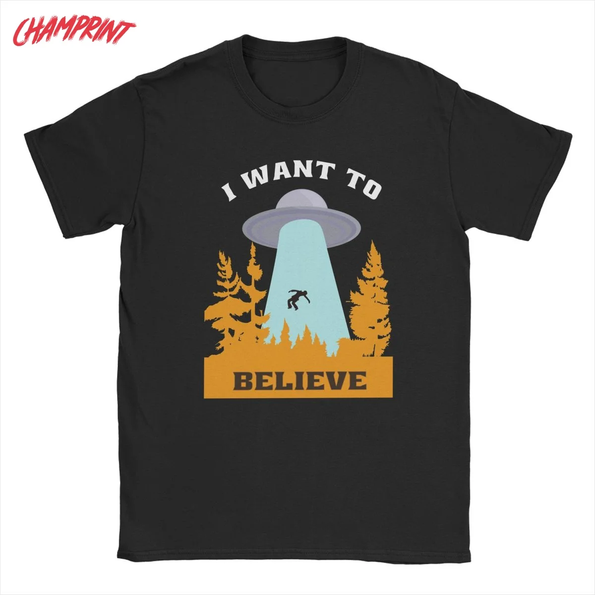 I Want To Believe The X Files Men\'s T Shirt Casual Tee Shirt Short Sleeve Crew Neck T-Shirt 100% Cotton Big Size Clothes