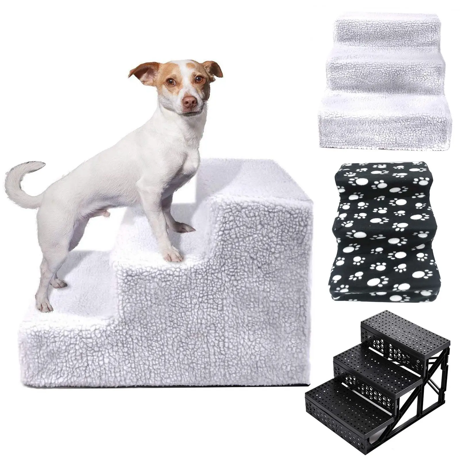 3 Steps Anti-slip Plush Cloth Pet Stairs for Dog Cats Removable Dogs Bed Stairs Dog Stairs Pet Climbing Ladder Pet Products