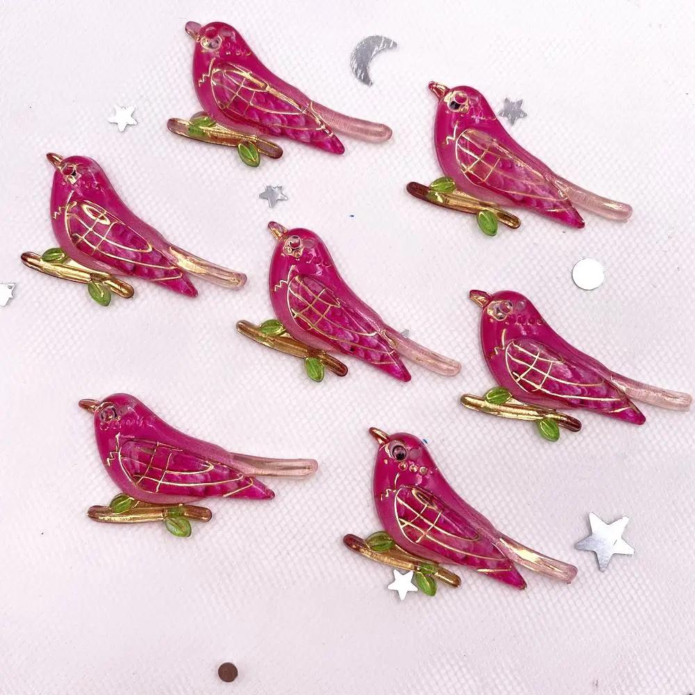 New 12pcs Resin Shiny Colorful Magpie Flatback crystal animal  Scrapbook 1 Hole   DIY Figurines  home decor Craft OH26