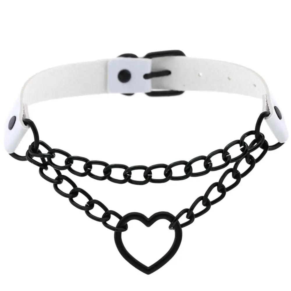 Schwarze Choker-Halskette für Frauen, Gothic-Herz-Halskette, Kettenhalsband, Grunge-Punk, Niedlicher Kawaii-Choker, Halloween-Schmuck