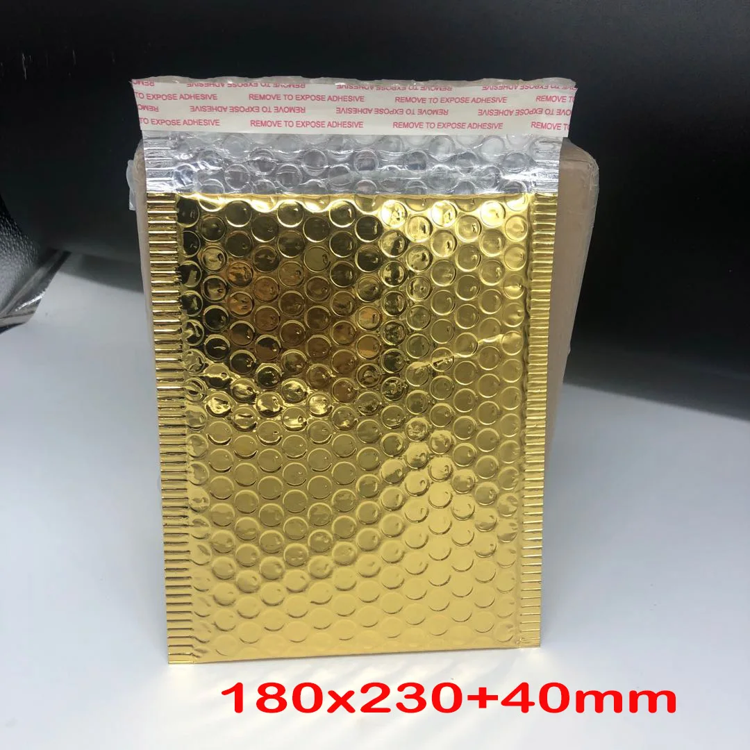 10pcs Gold Foil Plastic Padded Bubble Envelopes Bags Mailers Envelope With Bubble Mailing Bag Business Wedding Gift Supplies