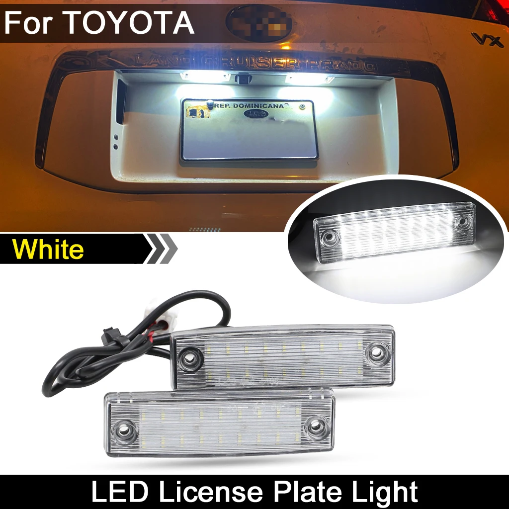 2Pcs For Toyota Land Cruiser Prado TRJ150 GRJ15 GDJ15 Lexus GX 470 White LED License Plate Light Number Plate Lamp