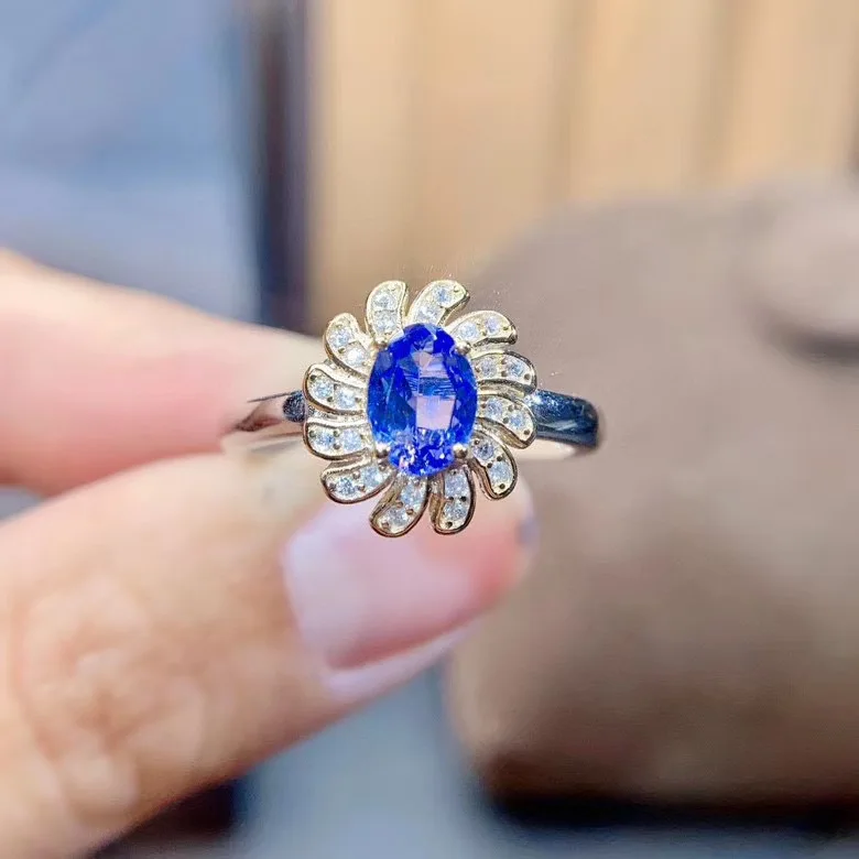 Tanzanite Ring Natural And Real Tanzanite Ring  luxury  ring Free shipping gemstone 925 sterling silver Fine jewelry