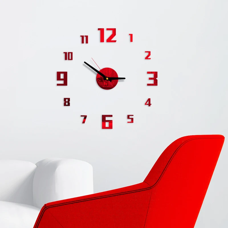 Digital DIY Wall Clock Modern Art Acrylic 3D Mirror Sticker Home Office Decor Unique Gift Creative Wall Watch Wall Sticker Quart