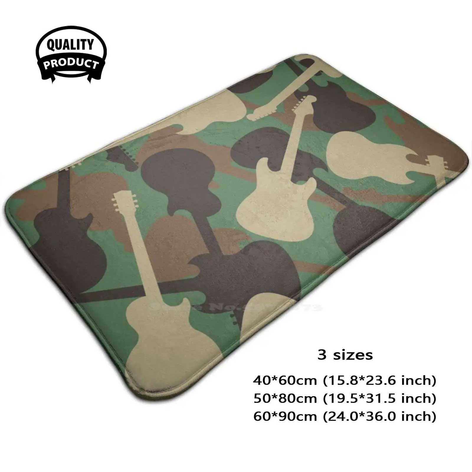 Guitar Camouflage Soft Cushion Home Carpet Door Mat Car Rug Music Guitar Bass Band And Roll N Roll Electric Camouflage Military