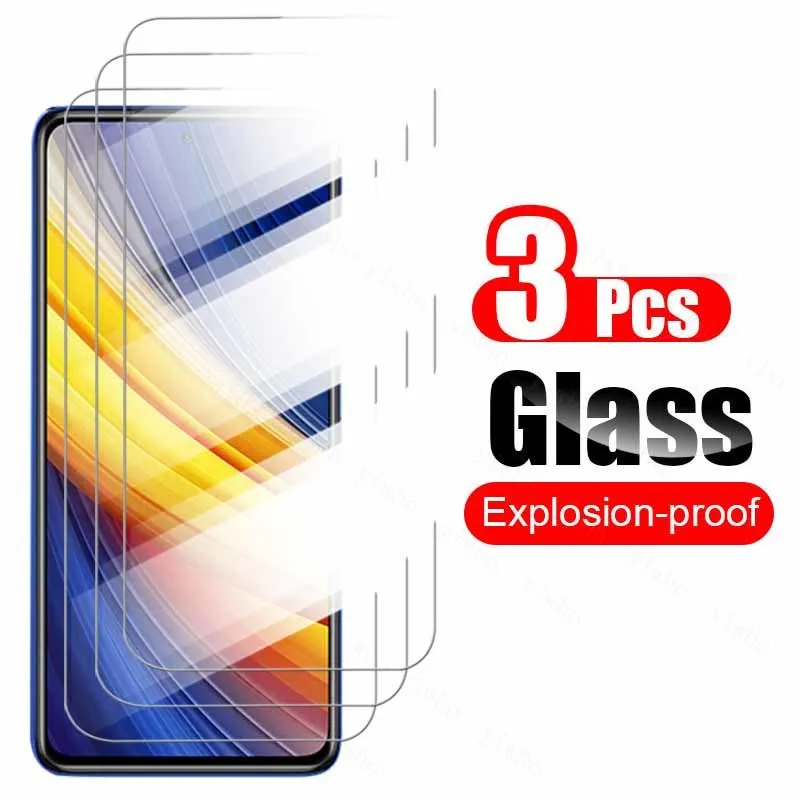 3pcs protective glass on pocox3 poco x3 x 3 pro 5g m3 f3 full cover screen protector on redmi note10 note9s note8pro glass case