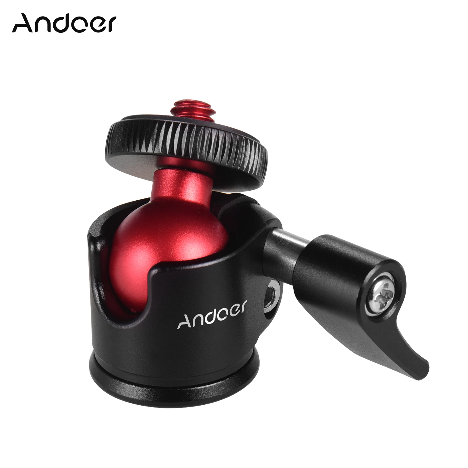 Andoer Tripod Ball Head with 1/4in Screw 360 Degree Swivel Aluminum Alloy Photography Mini Ballhead Tripod for DSLR Camera