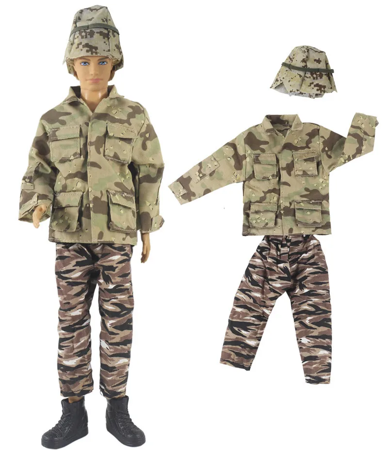 1Set Doll Clothes Ken Clothes Handmade Camouflage Suit With Hat Ken the boyfriend Doll Clothes For Ken Doll Accessories