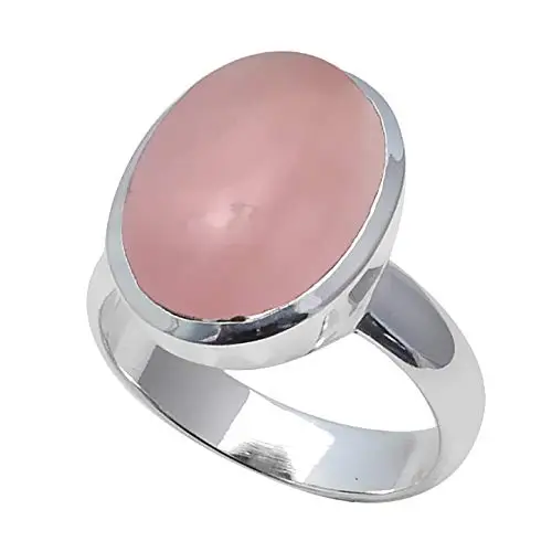 

Genuine Rose Quartz Ring 925 Sterling Silver,USA Size :8.5, 2SR0315