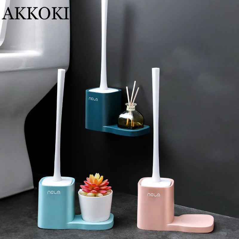 

Wall-Mounted Toilet Brush and Holder Free Punching Cleaning Supplies Tools Household Bathroom Accessories Sets No Dead Corners