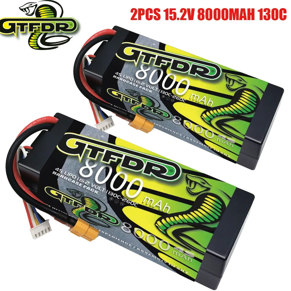 GTFDR 2PCS Battery Lipo 2S 3S 4S 7.6V 11.4V 15.2V 8000mAh 130C 260C 140C 280C HV Hardcase For Rc 1/8 1/10 Buggy Off-road Car