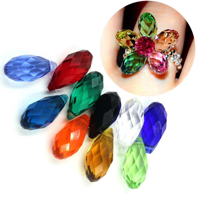 5pcs 12x25mm Charms Crystal Teardrop Bead Faceted Glass Beads Fashion Jewelry Womens Accessories Necklace Earring Pendants