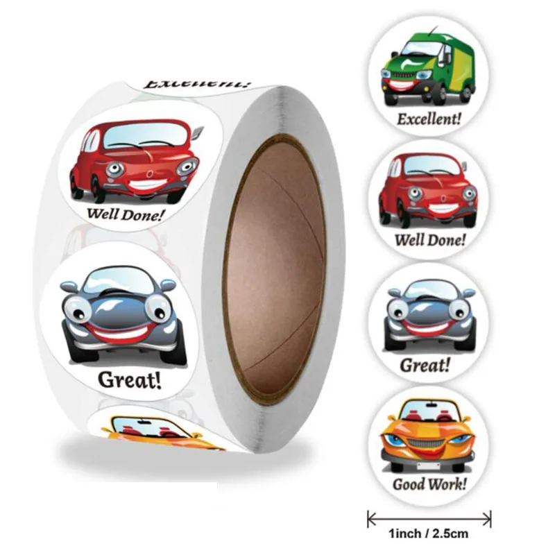 500PCS Reward Stickers Inspirational Sticker Rolls for School Rewards Student Kids Teacher Cute Animal Car Sticker Label