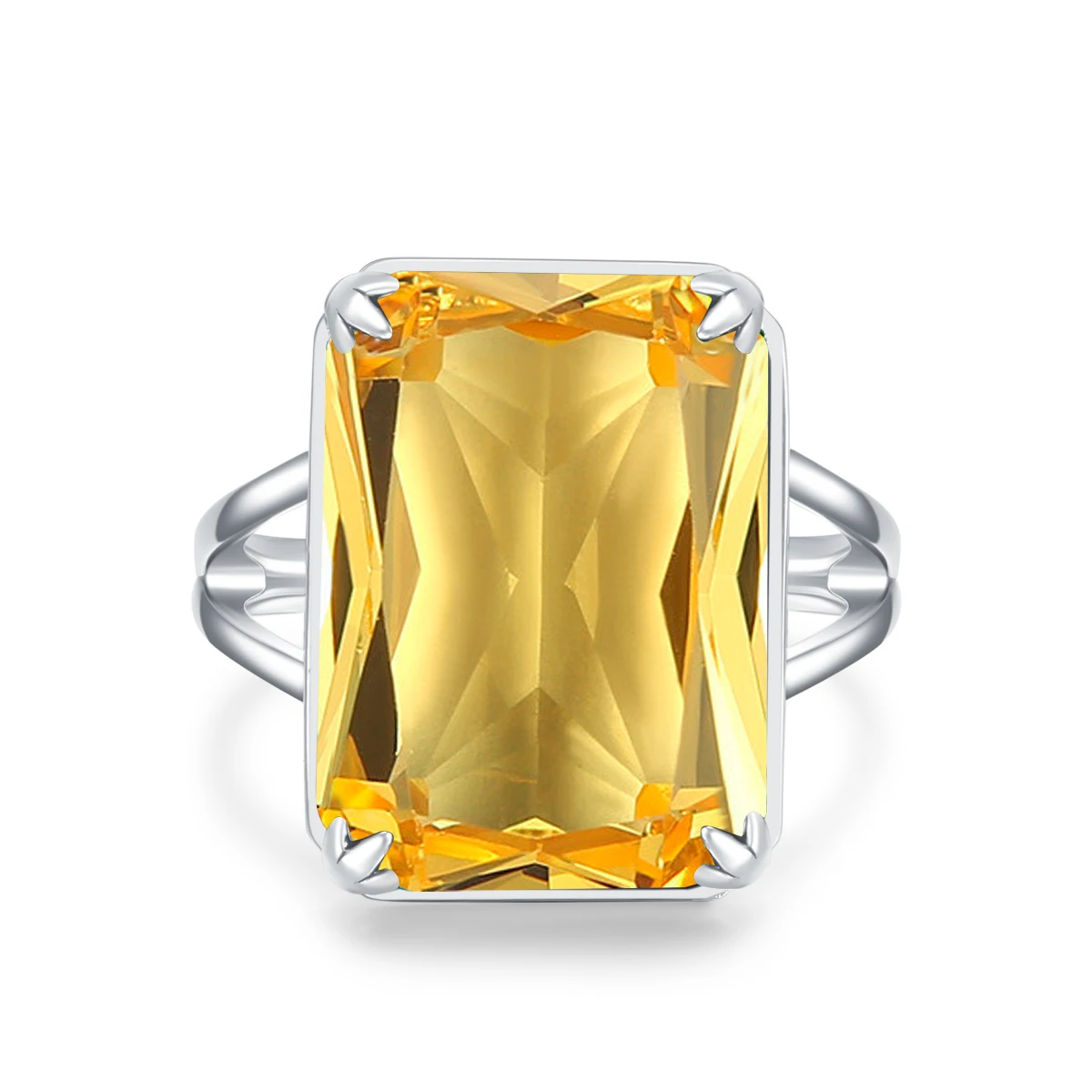 Imagem -03 - Szjinao Anéis de Prata para Mulheres 925 Prata Esterlina Amarelo Cristal Brilhante Criado Citras Designer Antiguidade Prata Fina Nova