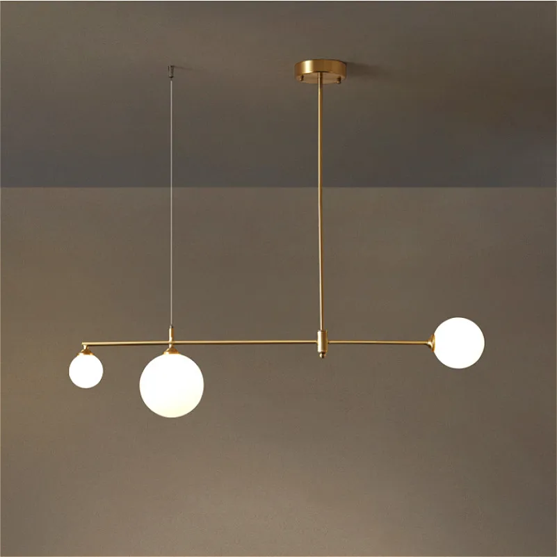 Plafonnier LED suspendu en cuivre au design nordique moderne, luminaire de luxe, idéal pour un bureau, une cuisine, une salle d'étude ou une cuisine